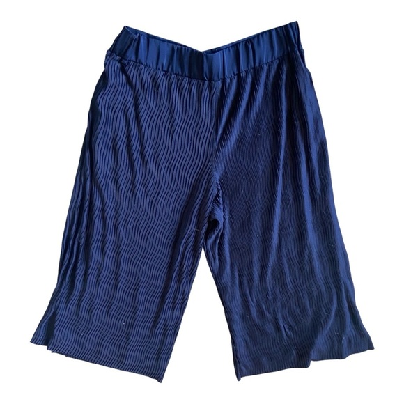 Anthropologie Delano Wide Leg Pants Navy Ribbed Textured Sz L - Picture 3 of 5